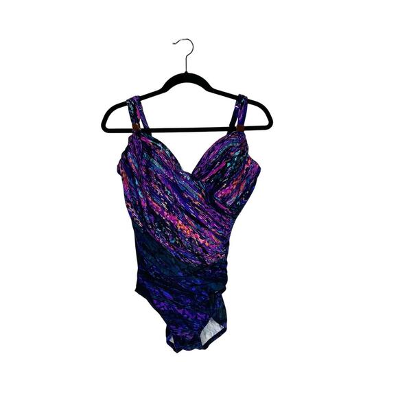 NEW Miraclesuit Mood Ring Sanibel One Piece Bikini Women's Purple Size 12 - Picture 2 of 5